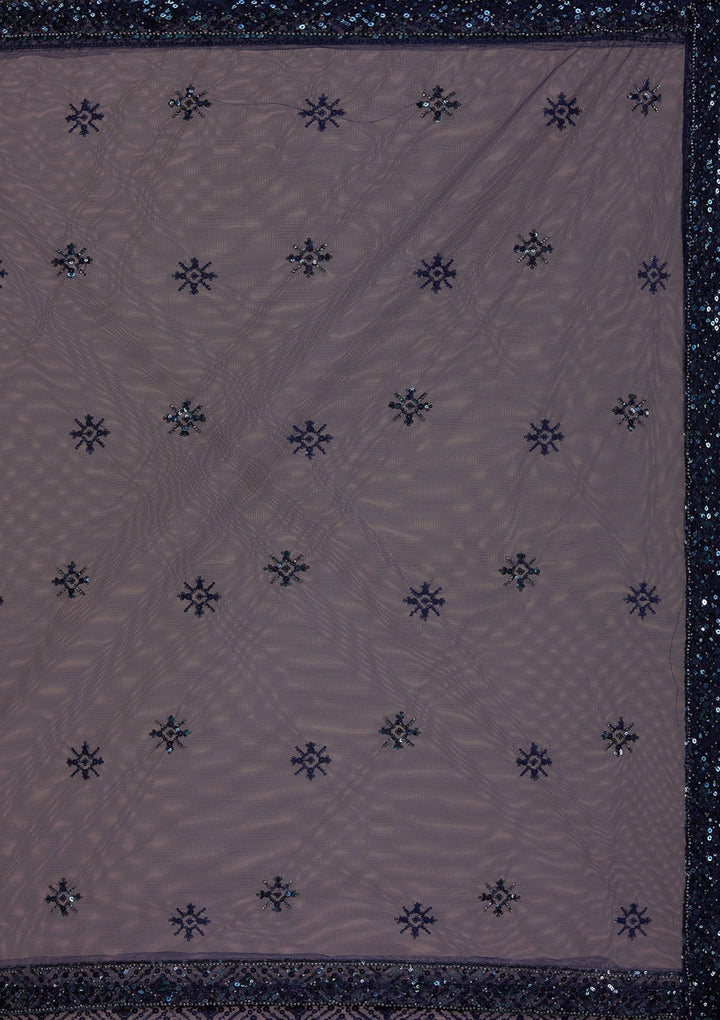 Navy Blue Cutdana Net Readymade Lehenga-Koskii
