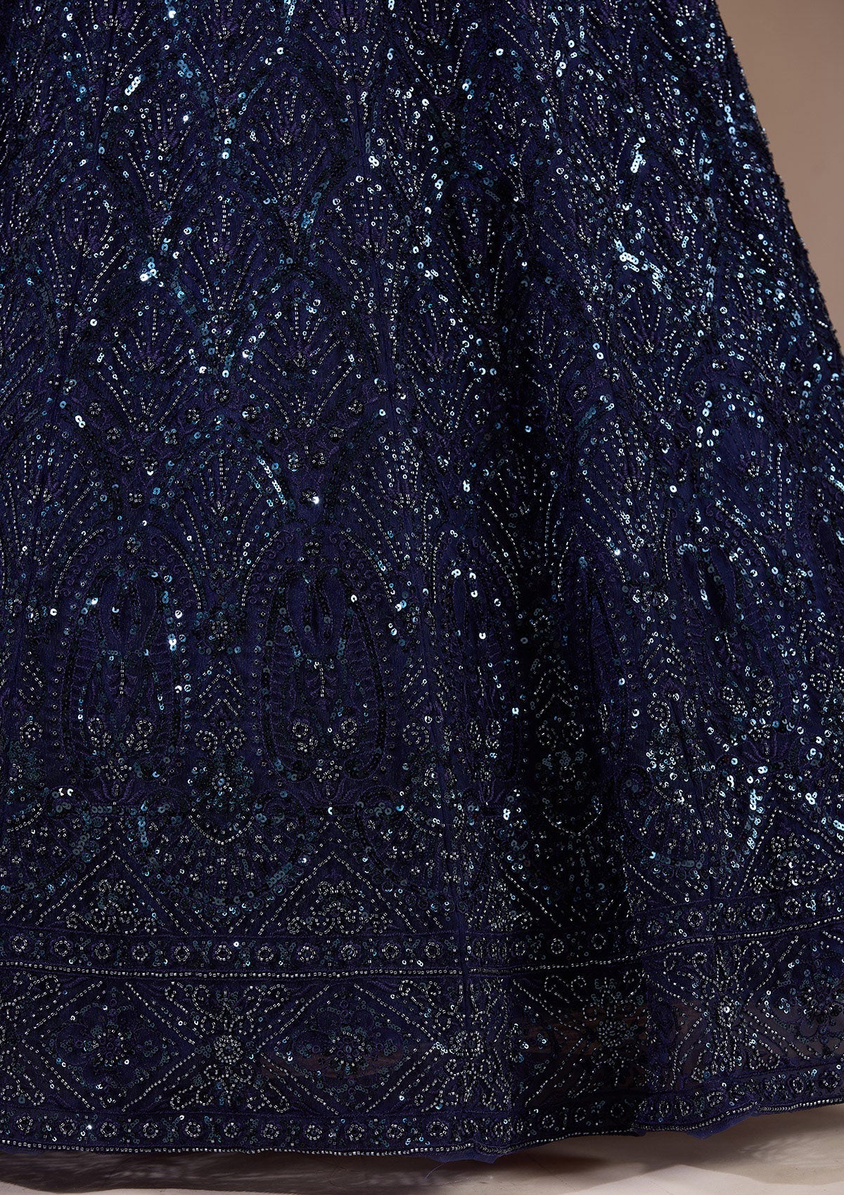 Navy Blue Cutdana Net Readymade Lehenga-Koskii