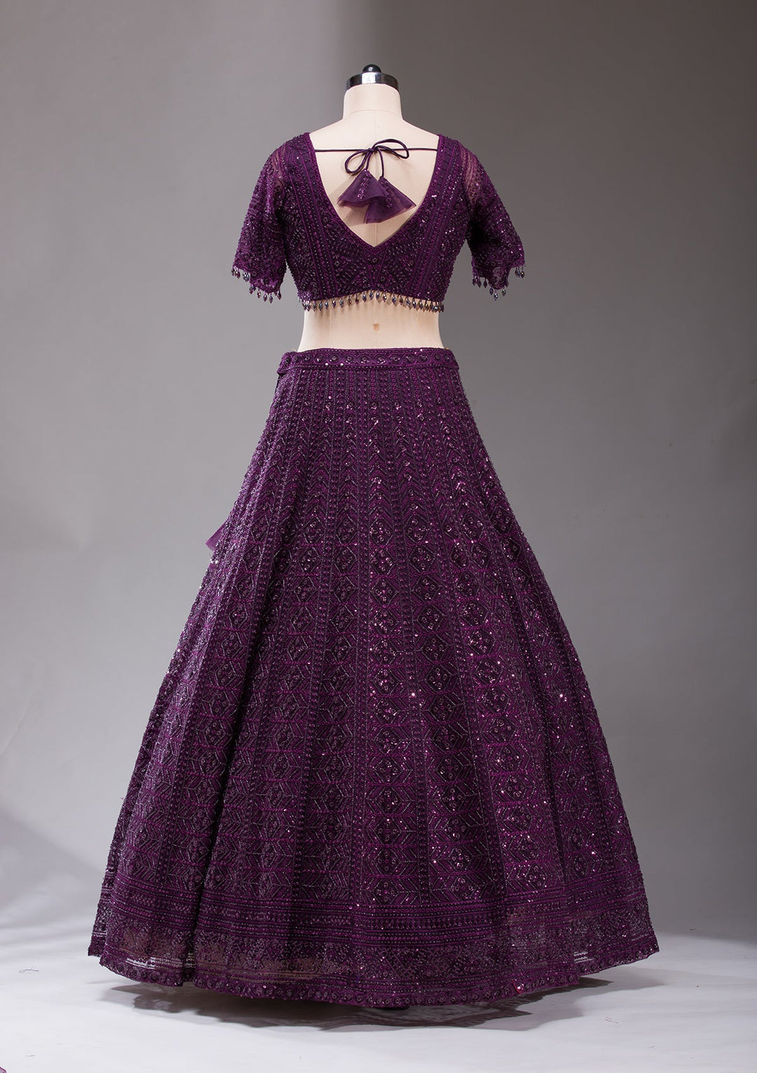 Wine Cutdana Net Readymade Lehenga-koskii