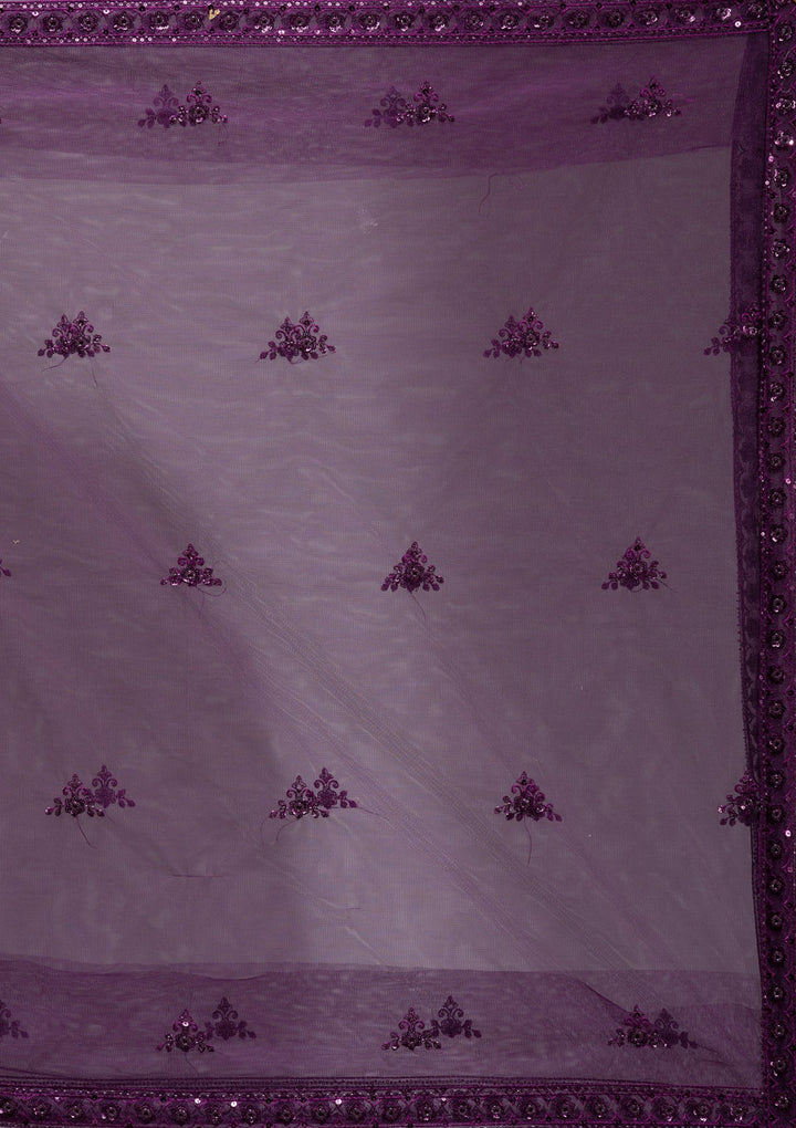 Wine Cutdana Net Readymade Lehenga-koskii