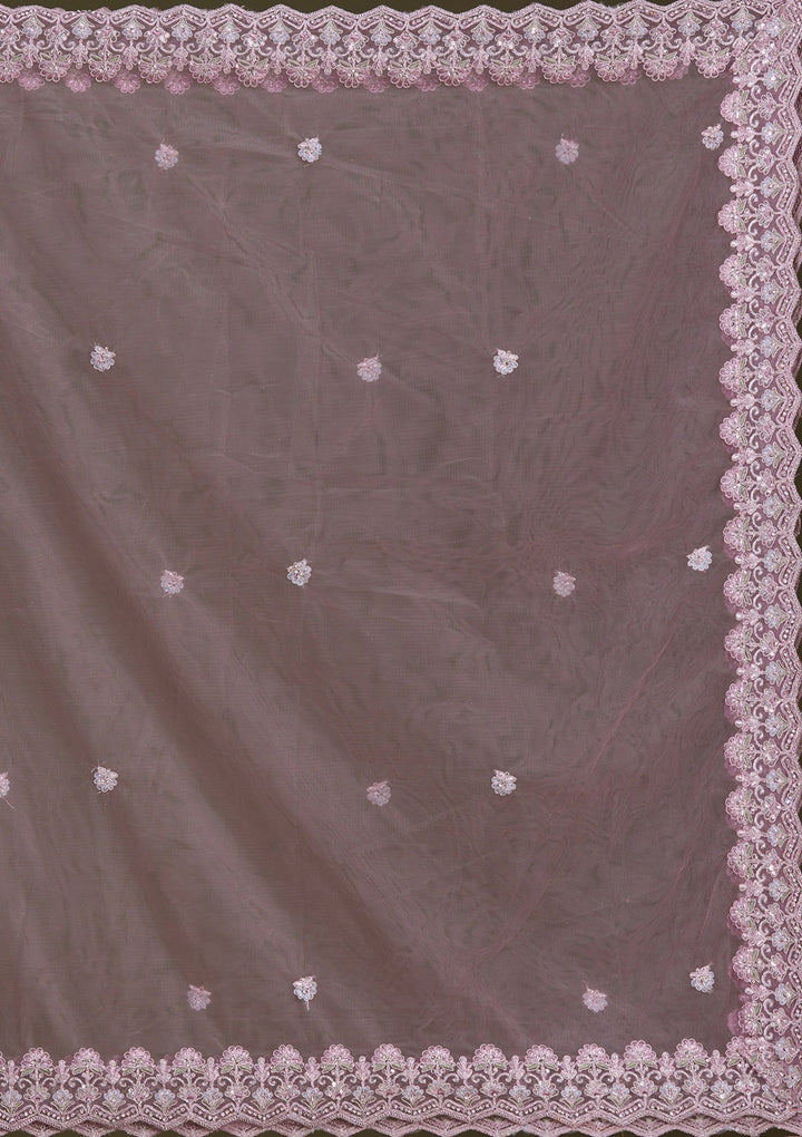 Lavender Zariwork Net Readymade Lehenga-Koskii