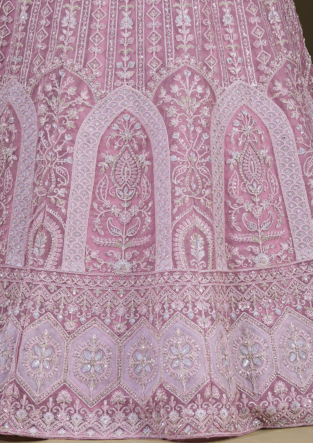 Lavender Zariwork Net Readymade Lehenga-Koskii