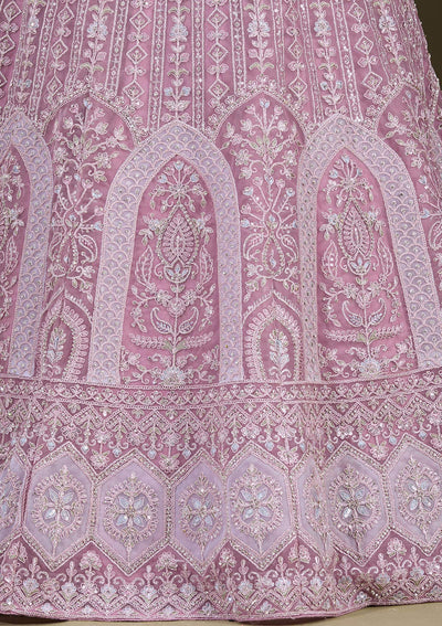 Lavender Zariwork Net Readymade Lehenga-Koskii