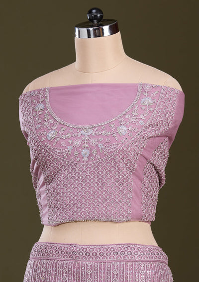 Lavender Zariwork Net Readymade Lehenga-Koskii