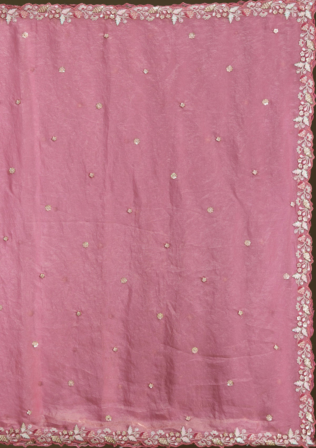 Peach Threadwork Tissue Readymade Lehenga-Koskii