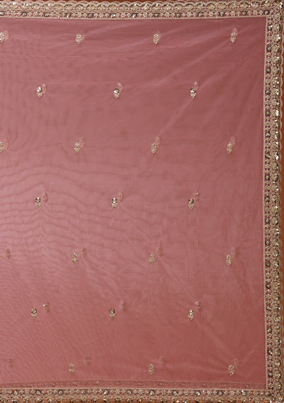 Onion Pink Zariwork (Silver) Banarasi Readymade Lehenga_Koskii