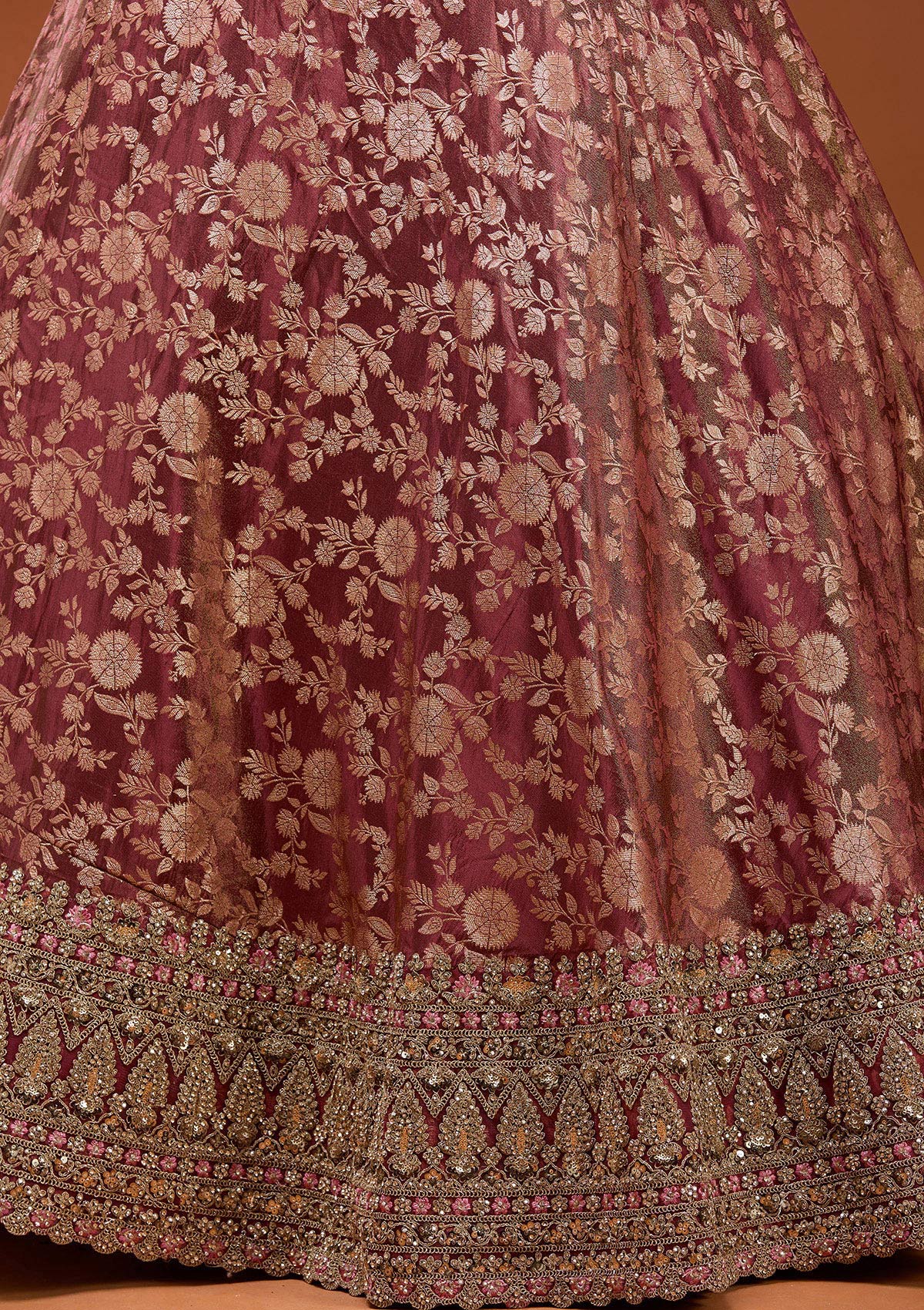 Maroon Zariwork (Silver) Banarasi Readymade Lehenga_Koskii