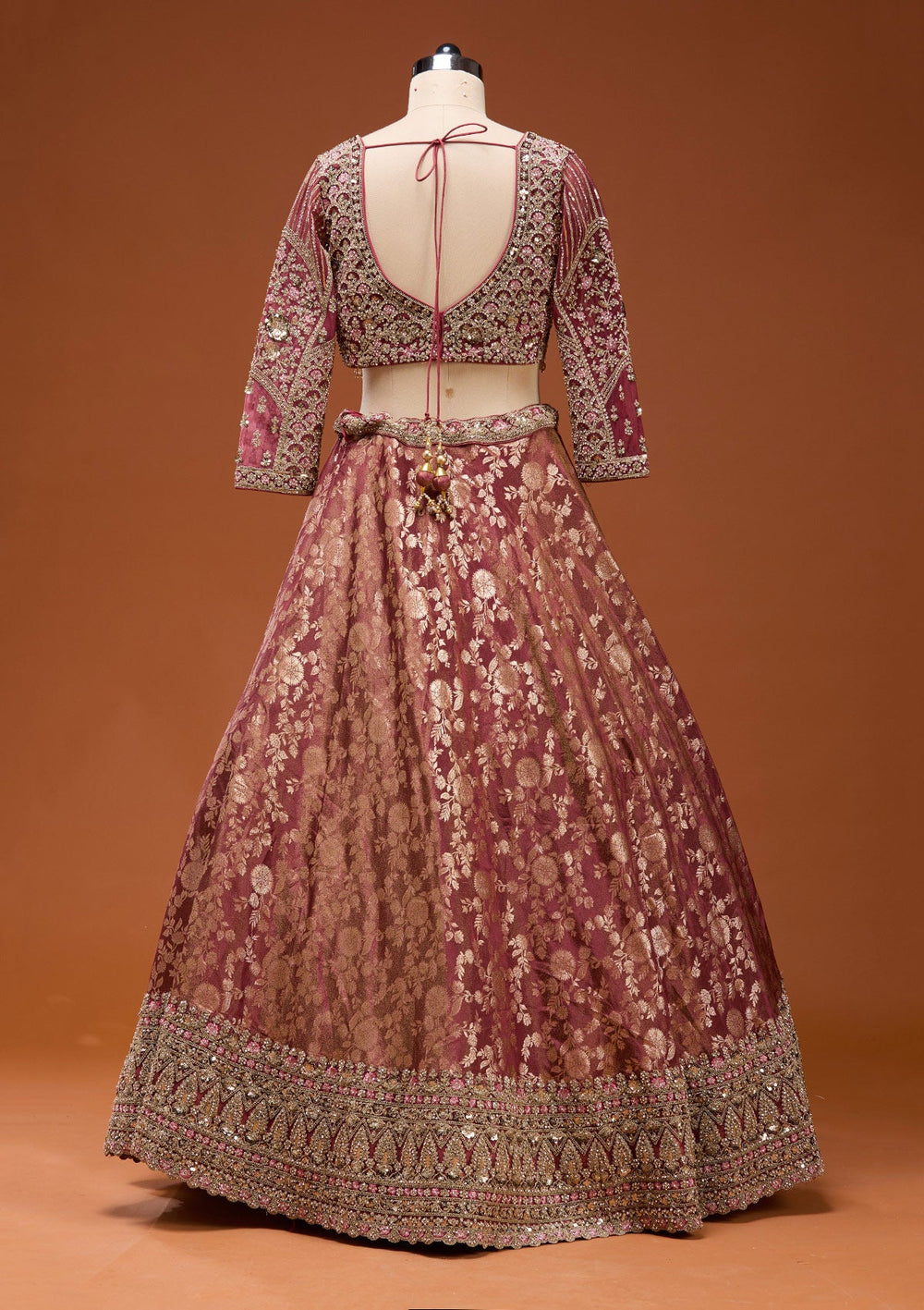 Maroon Zariwork (Silver) Banarasi Readymade Lehenga_Koskii