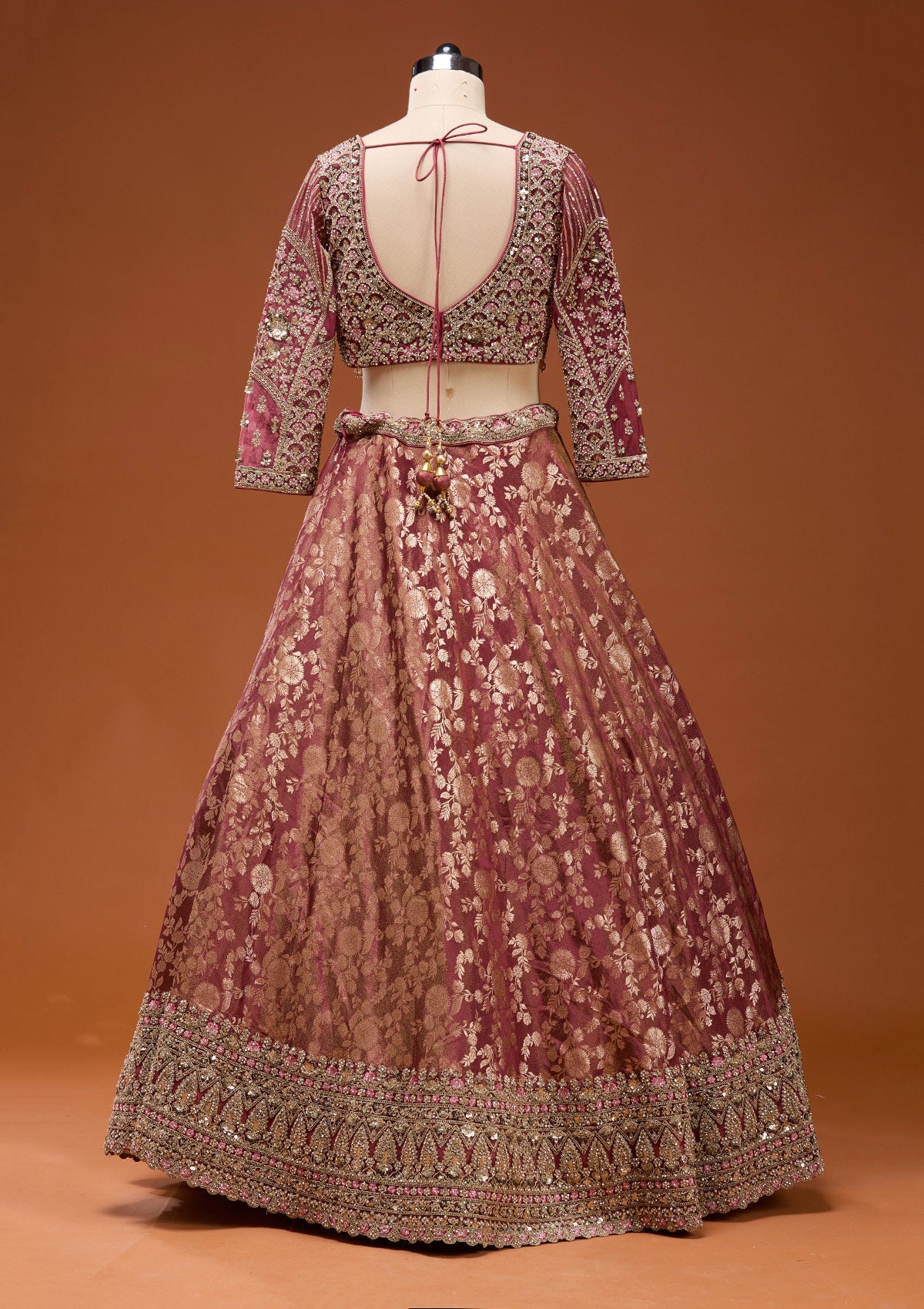 Maroon Zariwork (Silver) Banarasi Readymade Lehenga_Koskii