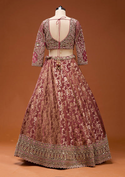 Maroon Zariwork (Silver) Banarasi Readymade Lehenga_Koskii