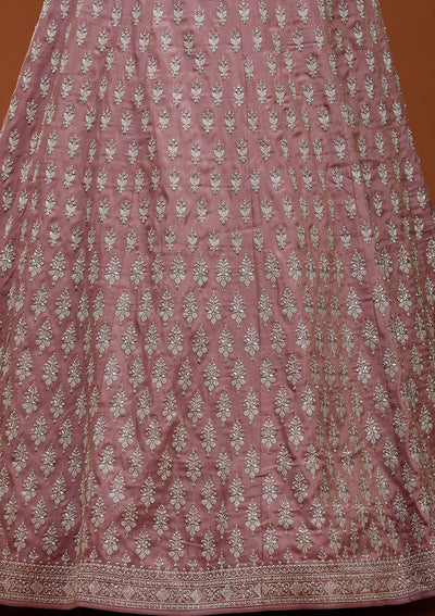 Brown Zariwork (Silver) Semi Crepe Readymade Lehenga_Koskii