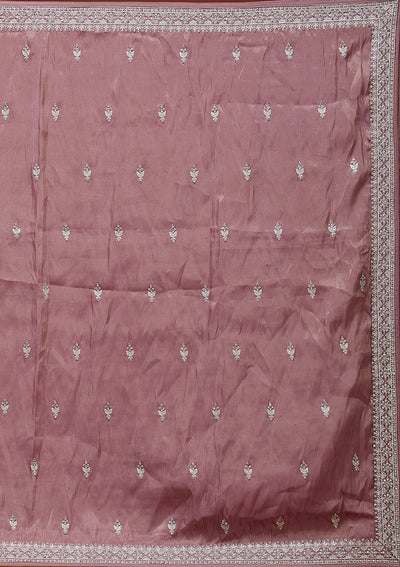 Brown Zariwork (Silver) Semi Crepe Readymade Lehenga_Koskii
