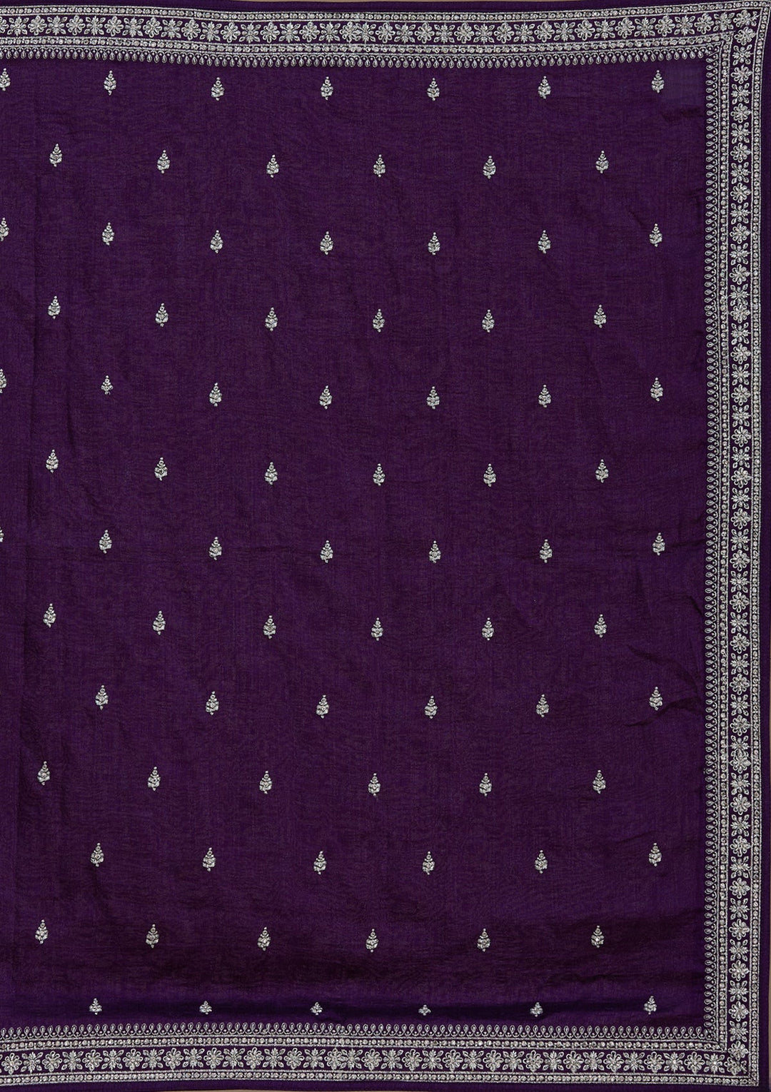 Purple Zariwork (Silver) Soft Raw Silk Readymade Lehenga