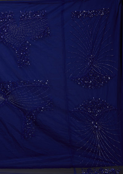 Royal Blue Sequins Net Readymade Lehenga_Koskii