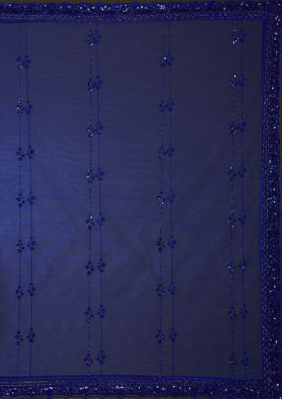 Royal Blue Sequins Net Readymade Lehenga_Koskii