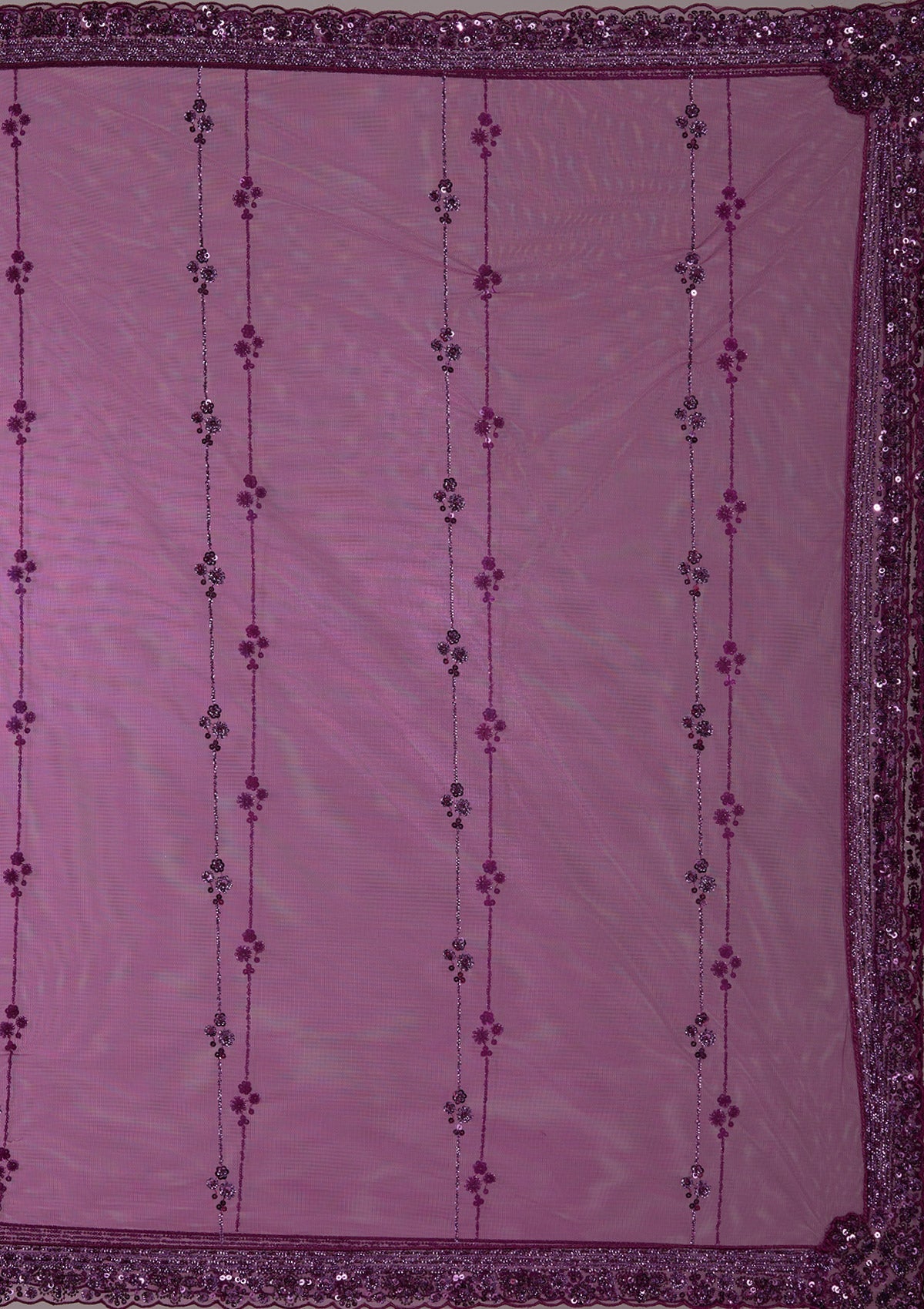 Wine Sequins Net Readymade Lehenga-Koskii