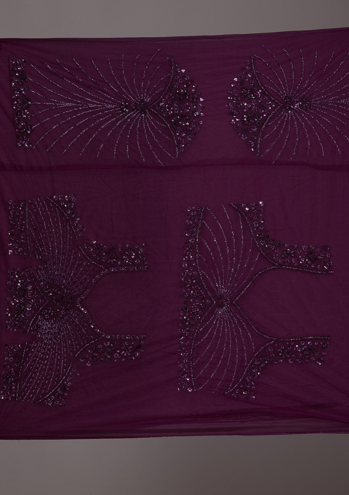 Wine Sequins Net Readymade Lehenga-Koskii
