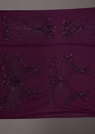 Wine Sequins Net Readymade Lehenga-Koskii