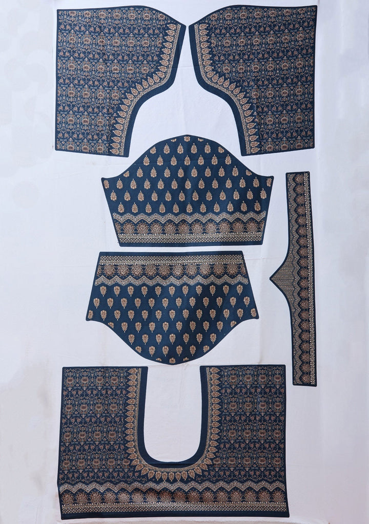 Navy Blue Stonework Satin Readymade Lehenga