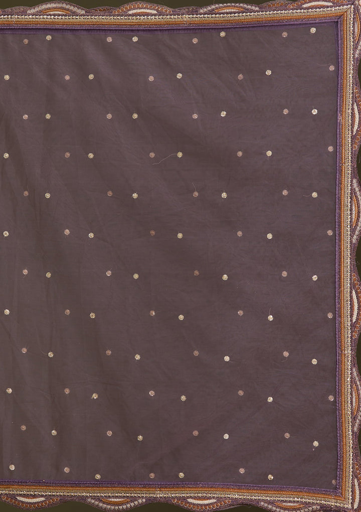 Lavender Cording Net Readymade Lehenga-Koskii