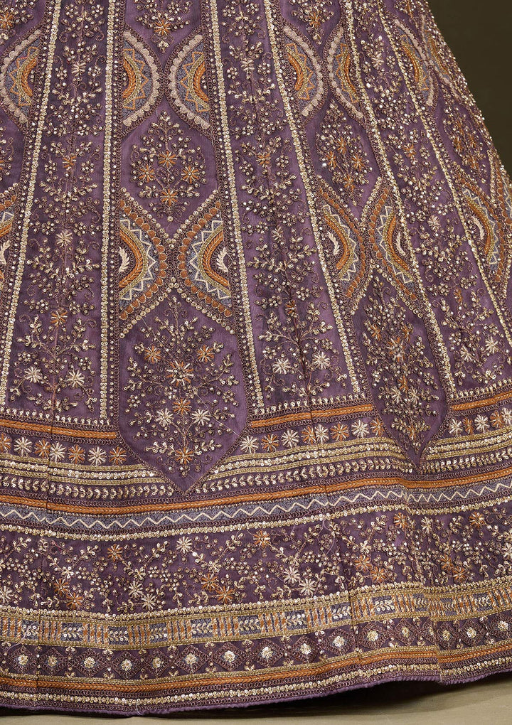 Lavender Cording Net Readymade Lehenga-Koskii