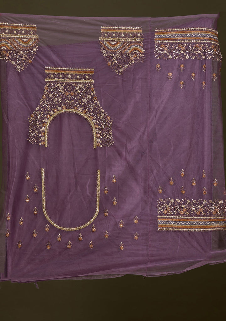 Lavender Cording Net Readymade Lehenga-Koskii