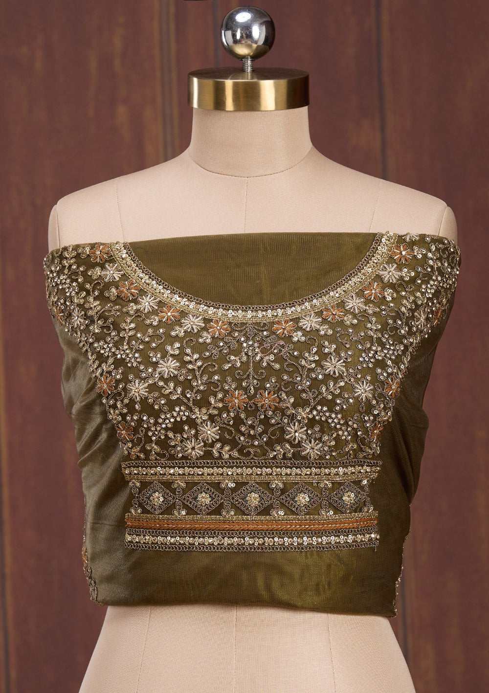 Mehendi Cording Net Readymade Lehenga-Koskii