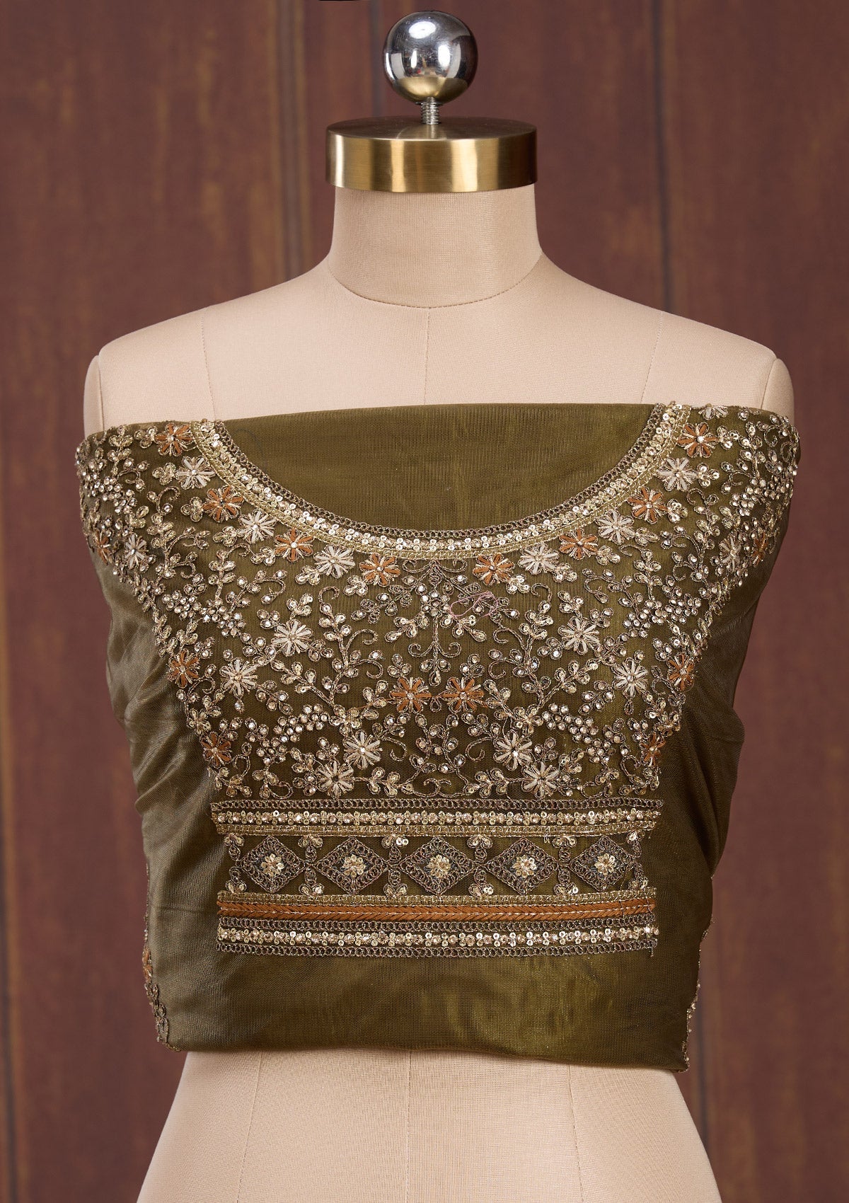 Mehendi Cording Net Readymade Lehenga-Koskii