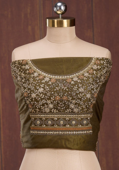 Mehendi Cording Net Readymade Lehenga-Koskii