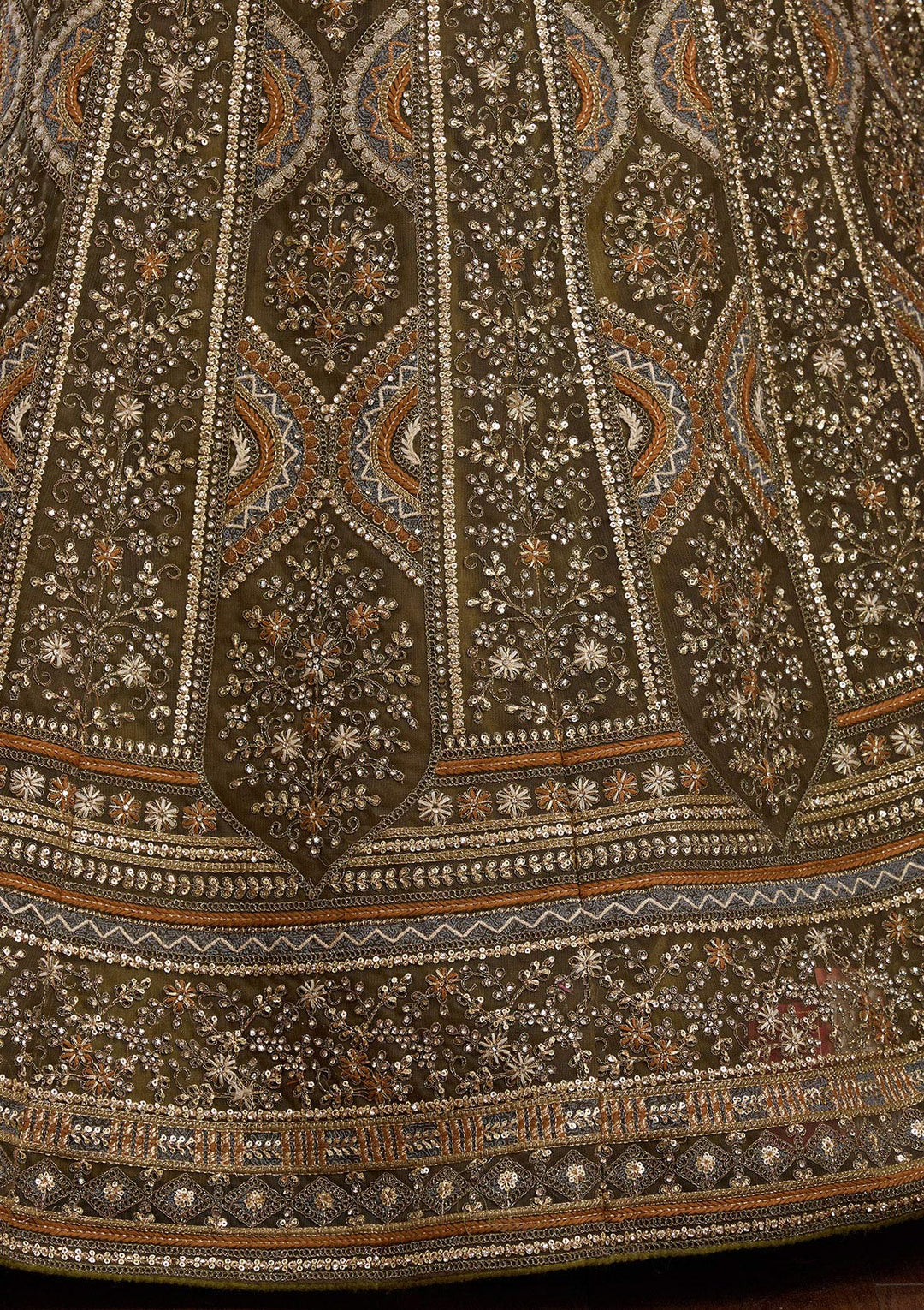 Mehendi Cording Net Readymade Lehenga-Koskii