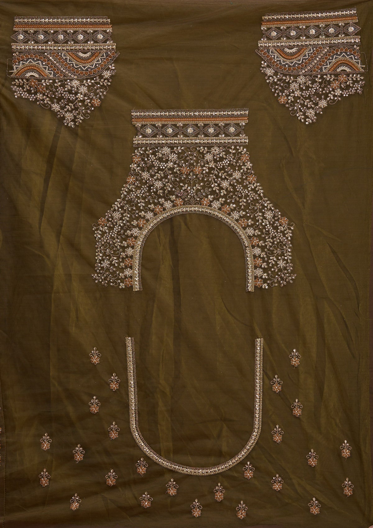 Mehendi Cording Net Readymade Lehenga-Koskii