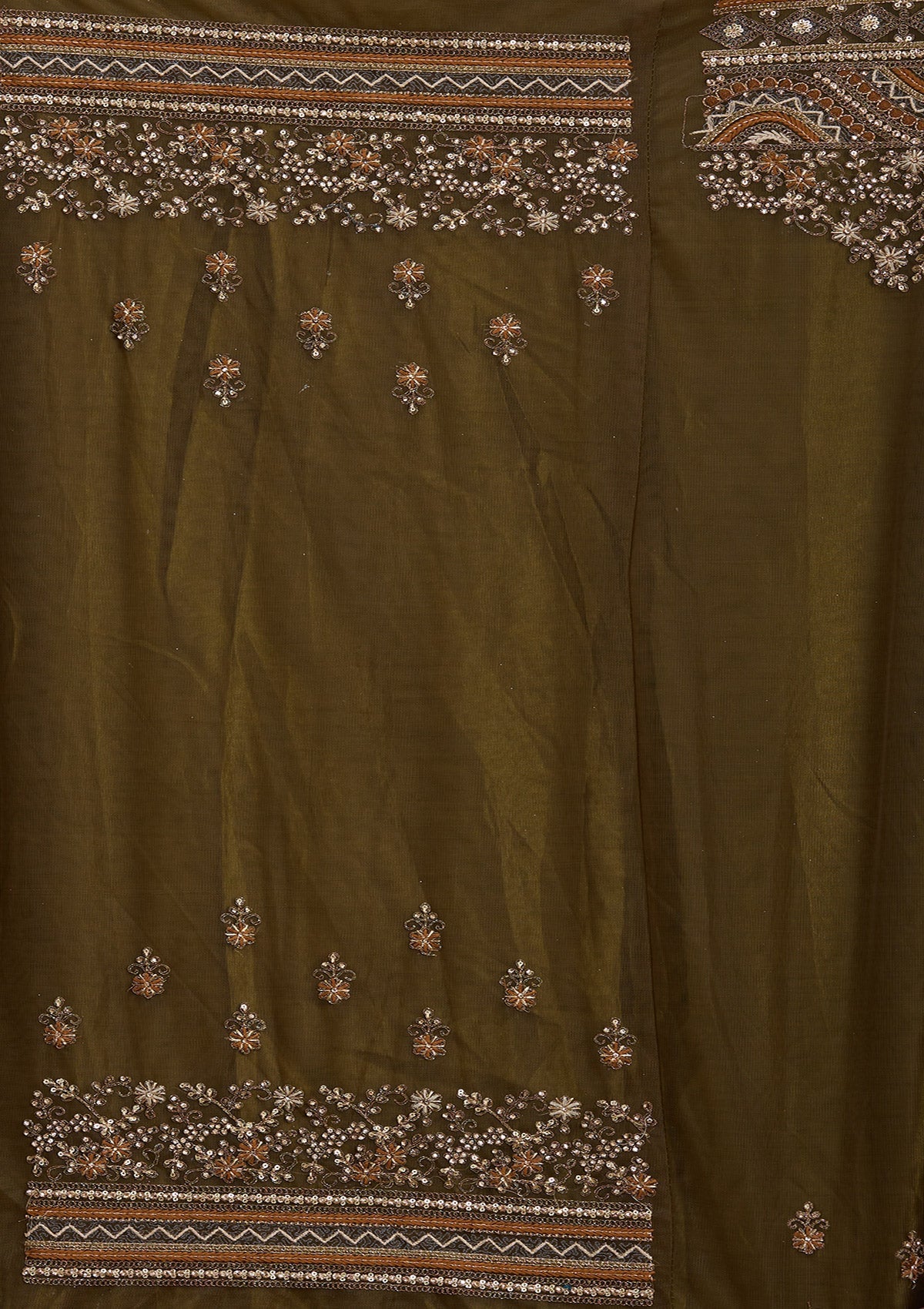 Mehendi Cording Net Readymade Lehenga-Koskii
