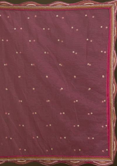 Onion Pink Cording Net Readymade Lehenga-Koskii