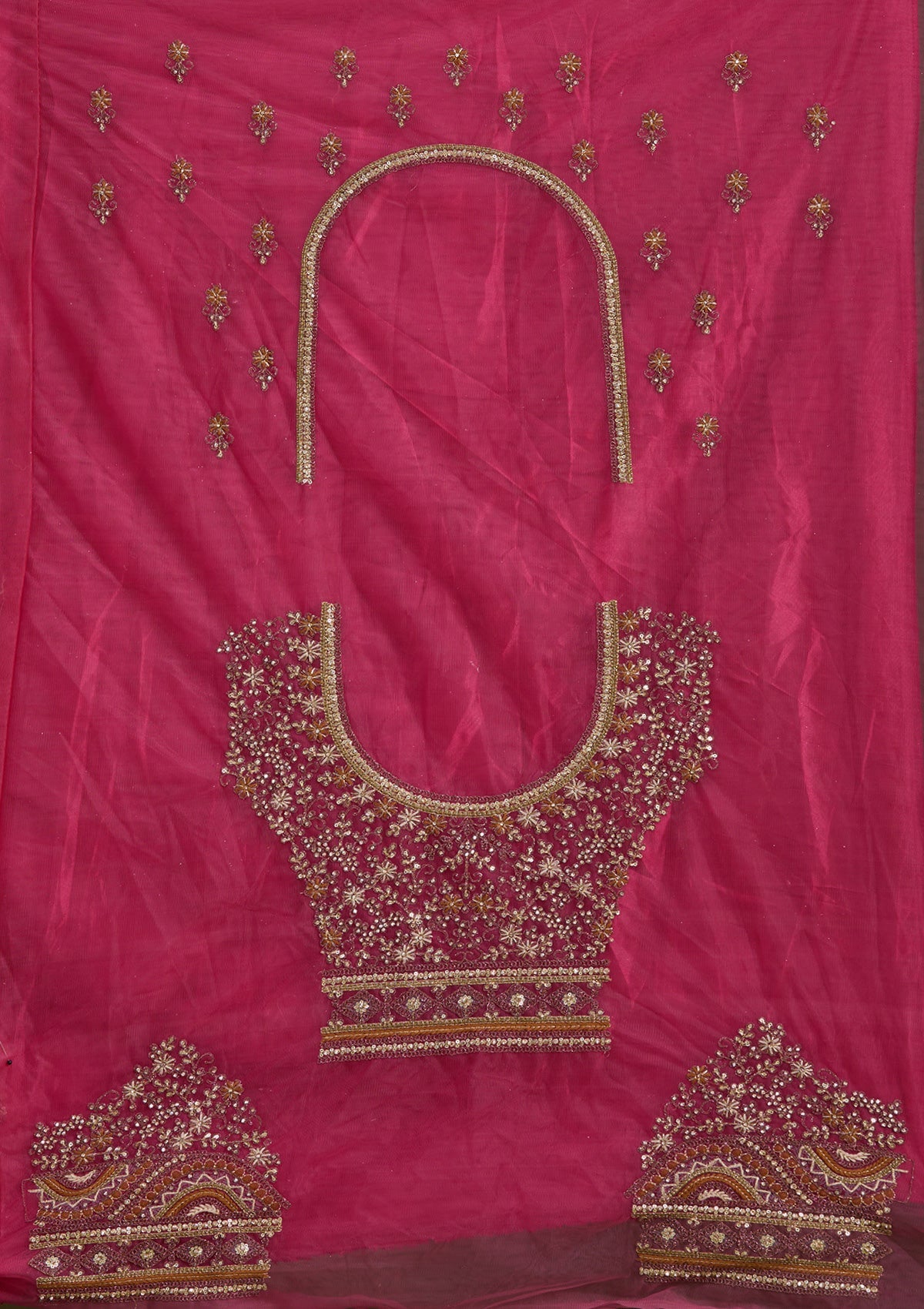 Onion Pink Cording Net Readymade Lehenga-Koskii