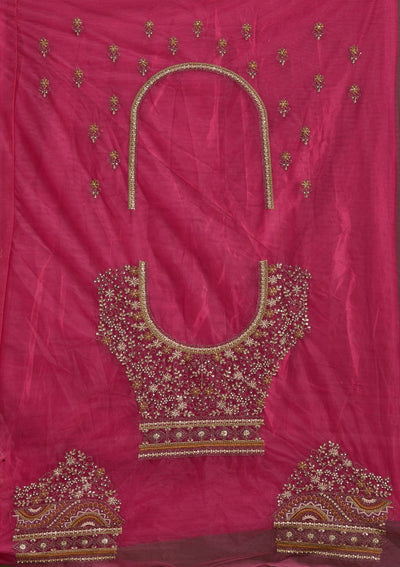 Onion Pink Cording Net Readymade Lehenga-Koskii