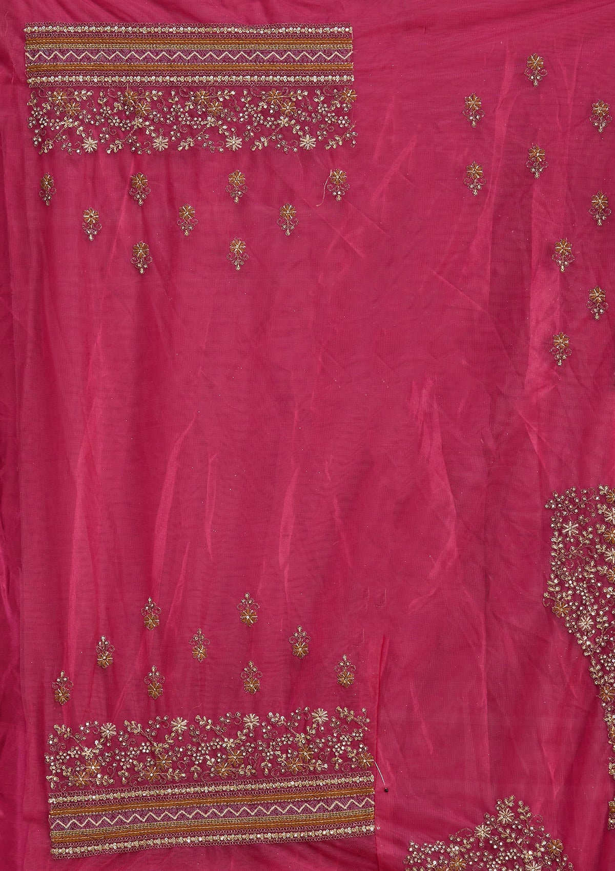 Onion Pink Cording Net Readymade Lehenga-Koskii