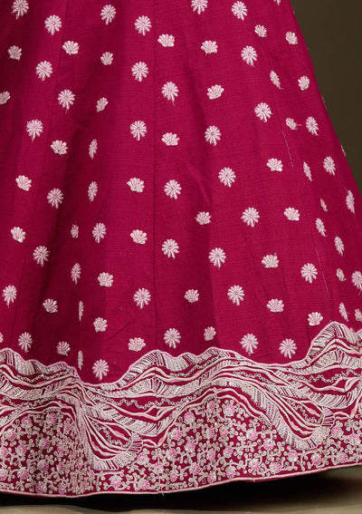 Maroon Cording Raw Silk Readymade Lehenga-Koskii