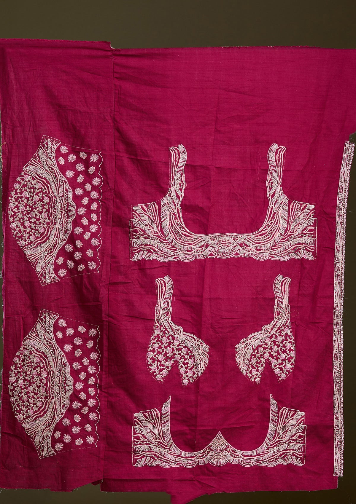 Maroon Cording Raw Silk Readymade Lehenga-Koskii