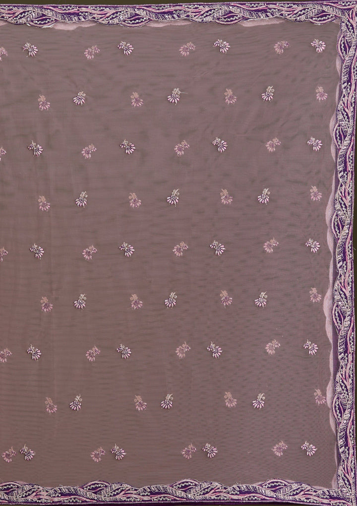 Purple Cording Raw Silk Readymade Lehenga-Koskii