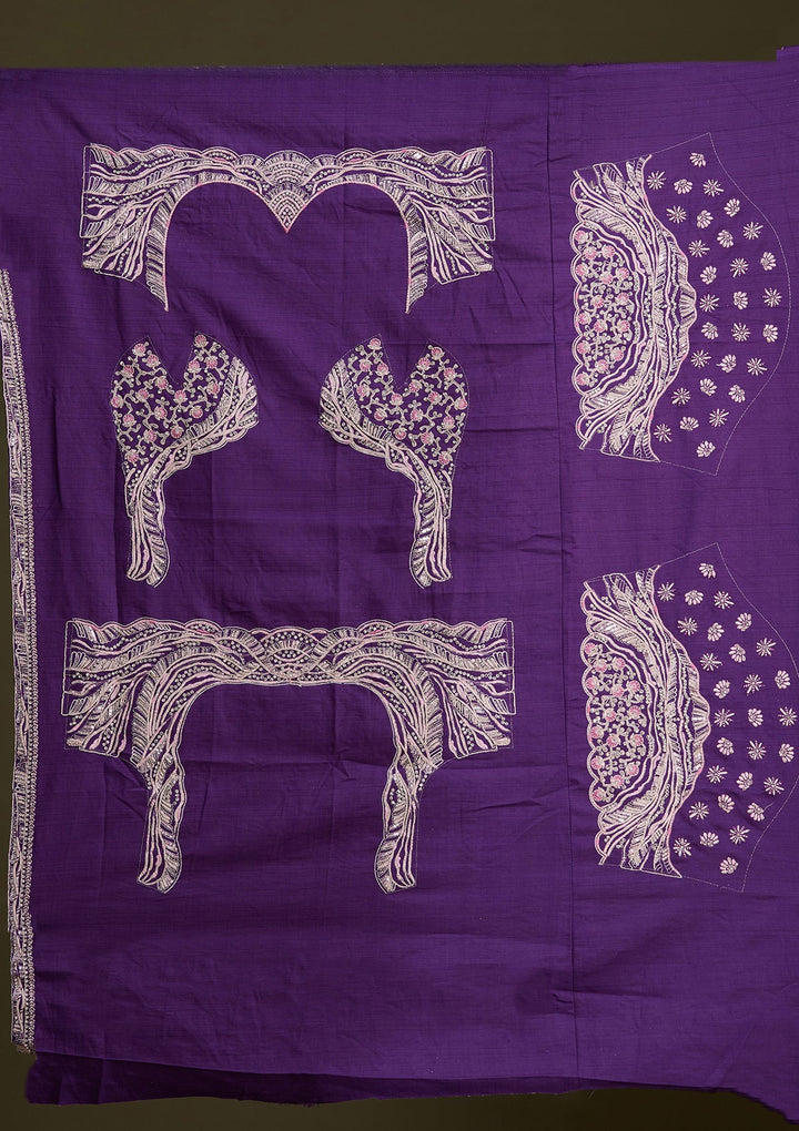 Purple Cording Raw Silk Readymade Lehenga-Koskii