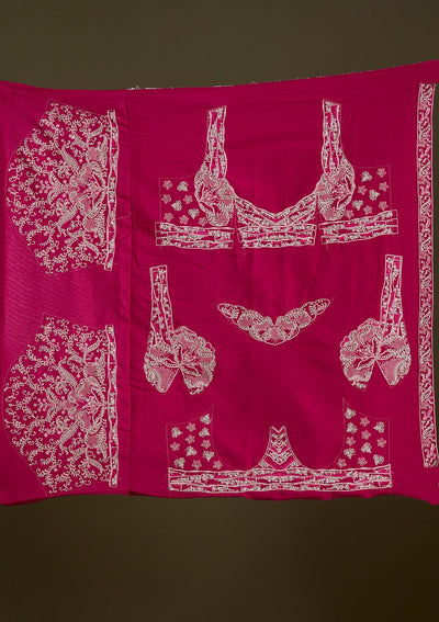 Rani Pink Cording Raw Silk Readymade Lehenga-Koskii