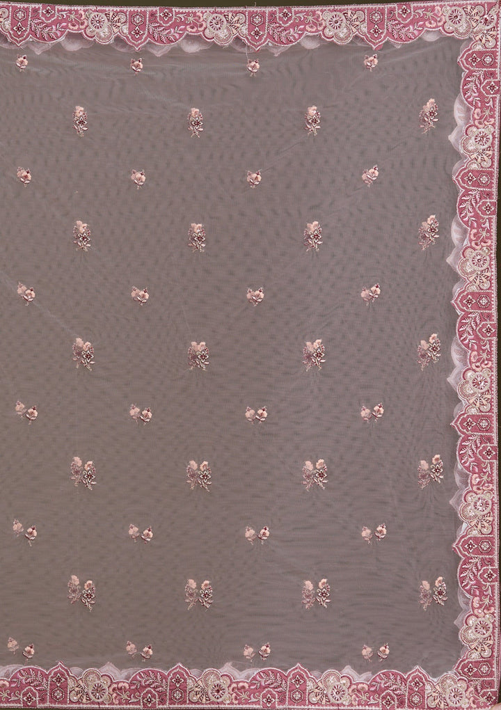 Peach Cording Raw Silk Readymade Lehenga-Koskii