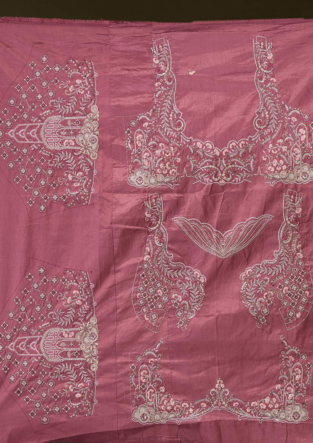 Peach Cording Raw Silk Readymade Lehenga-Koskii