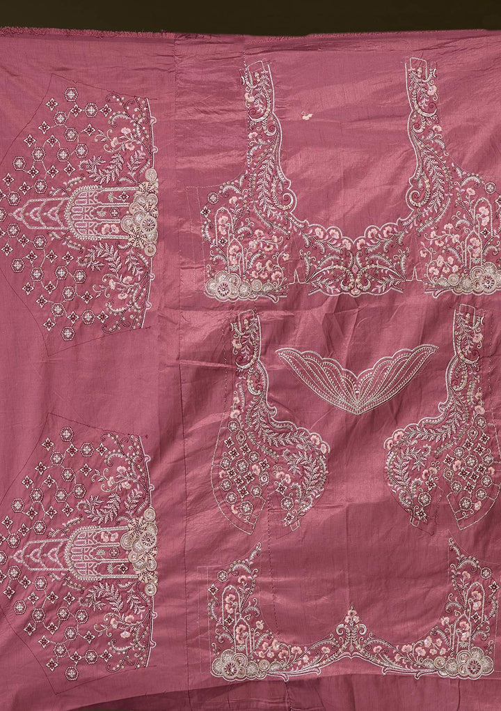 Peach Cording Raw Silk Readymade Lehenga-Koskii