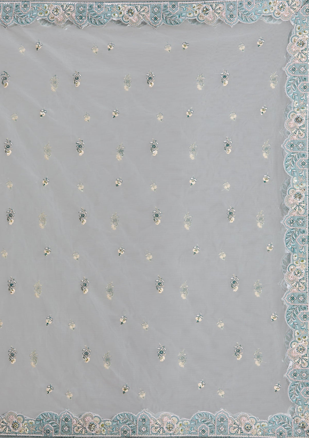 Sea Green Cording Raw Silk Readymade Lehenga-Koskii