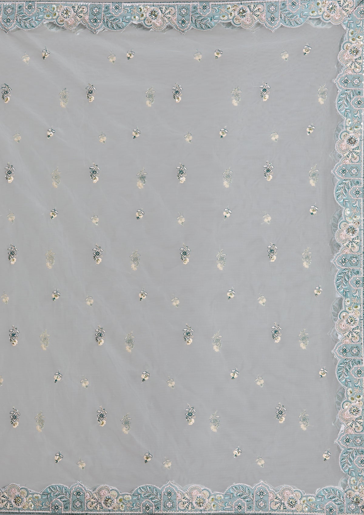 Sea Green Cording Raw Silk Readymade Lehenga-Koskii