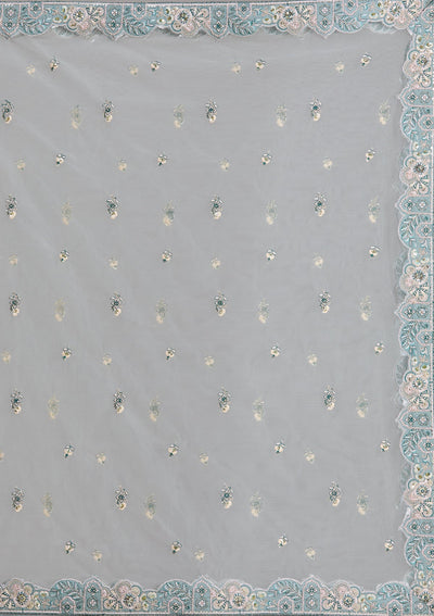 Sea Green Cording Raw Silk Readymade Lehenga-Koskii