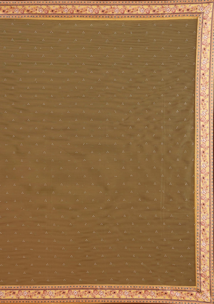 Yellow Stonework Soft Raw Silk Semi-Stitched Lehenga-koskii