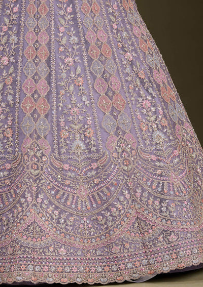 Lavender Cording Net Readymade Lehenga-Koskii