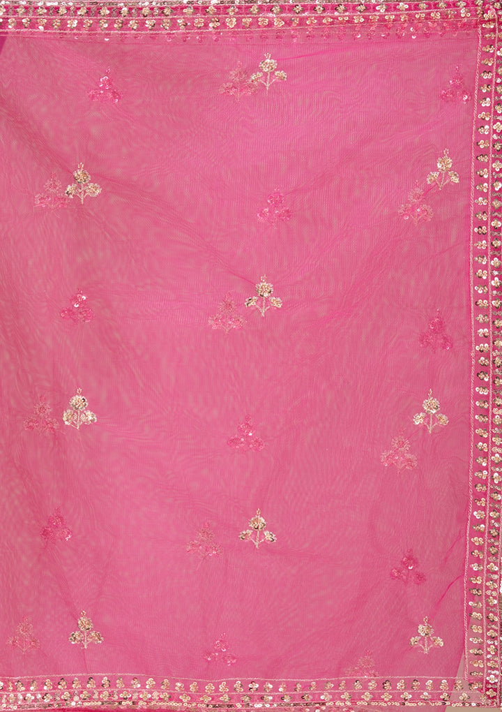 Rani Pink Cutdana Net Readymade Lehenga